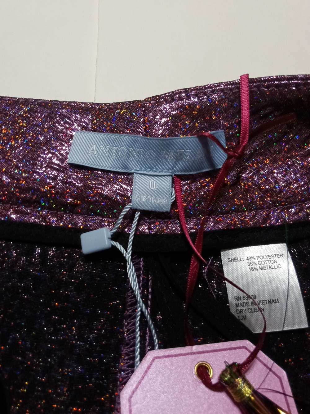 Antonio Melani X The Nat Note Sita Pink Holographic Jacquard Wide-Leg Pants Sz 0 - Picture 14 of 16
